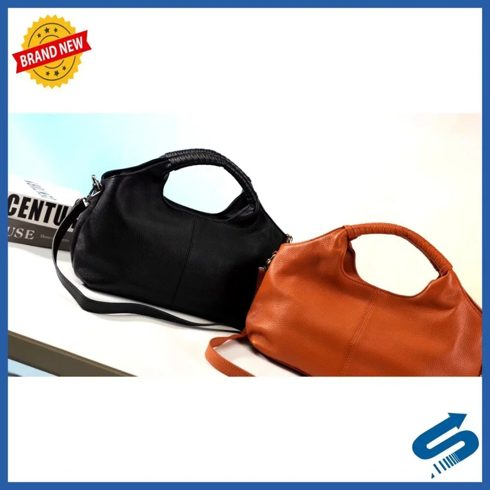 Genuine Leather Hobo Tote Bag with Adjustable Straps